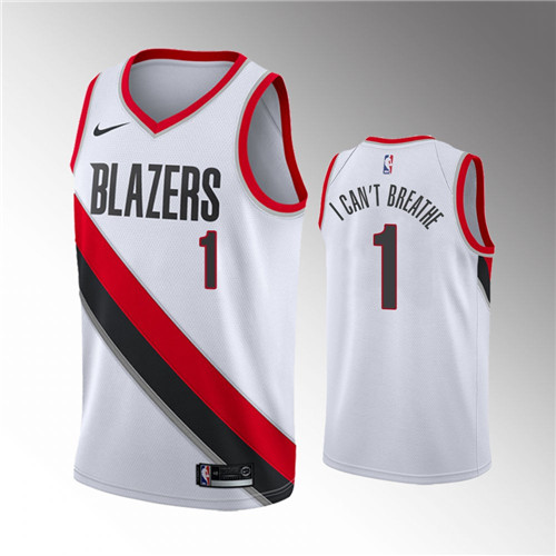 Portland Trail Blazers Anfernee Simons White I Can't Breathe stitched Jersey #1