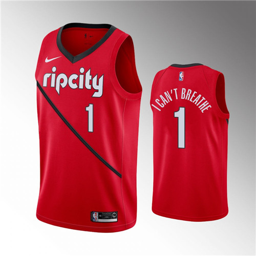 Portland Trail Blazers Anfernee Simons Red I Can't Breathe stitched Jersey #1