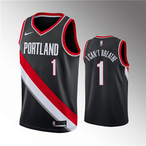 Portland Trail Blazers Anfernee Simons Black I Can't Breathe stitched Jersey #1