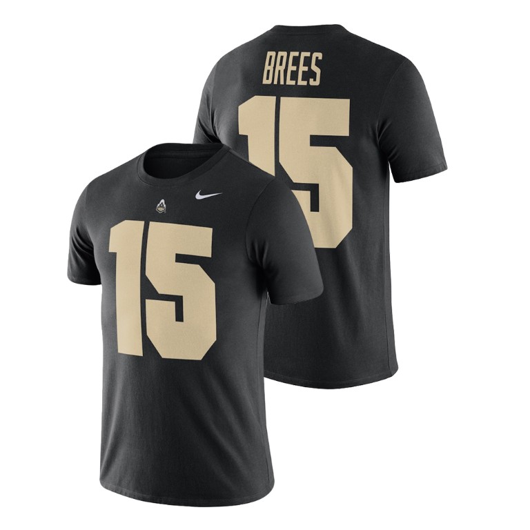 purdue boilermakers nike football performance drew brees black name and number men's t shirt