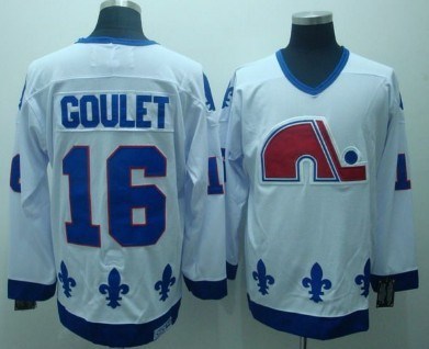 quebec nordiques #16 goulet white ccm throwback jersey