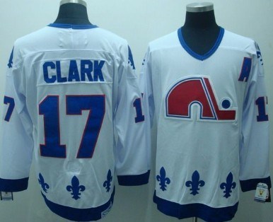 quebec nordiques #17 clark white ccm throwback jersey