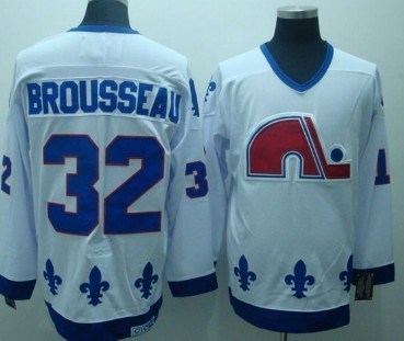 quebec nordiques #32 brousseau white ccm throwback jersey