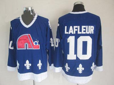 quebec nordiques hockey jerseys #10 lafleur blue jersey
