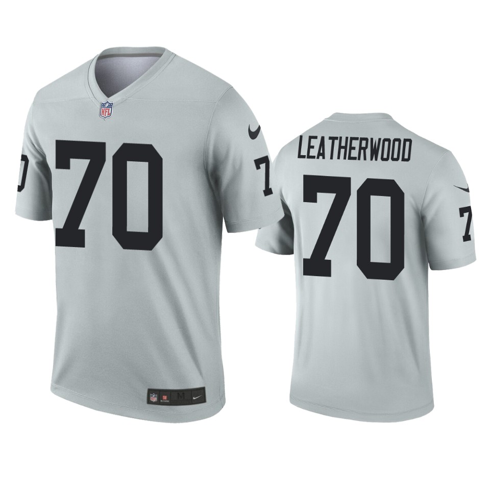 raiders alex leatherwood silver inverted legend jersey