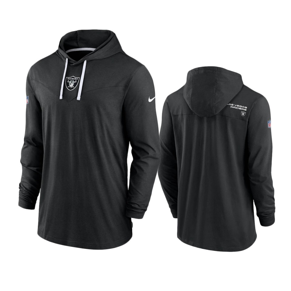 raiders black sideline performance hoodie long sleeve t shirt