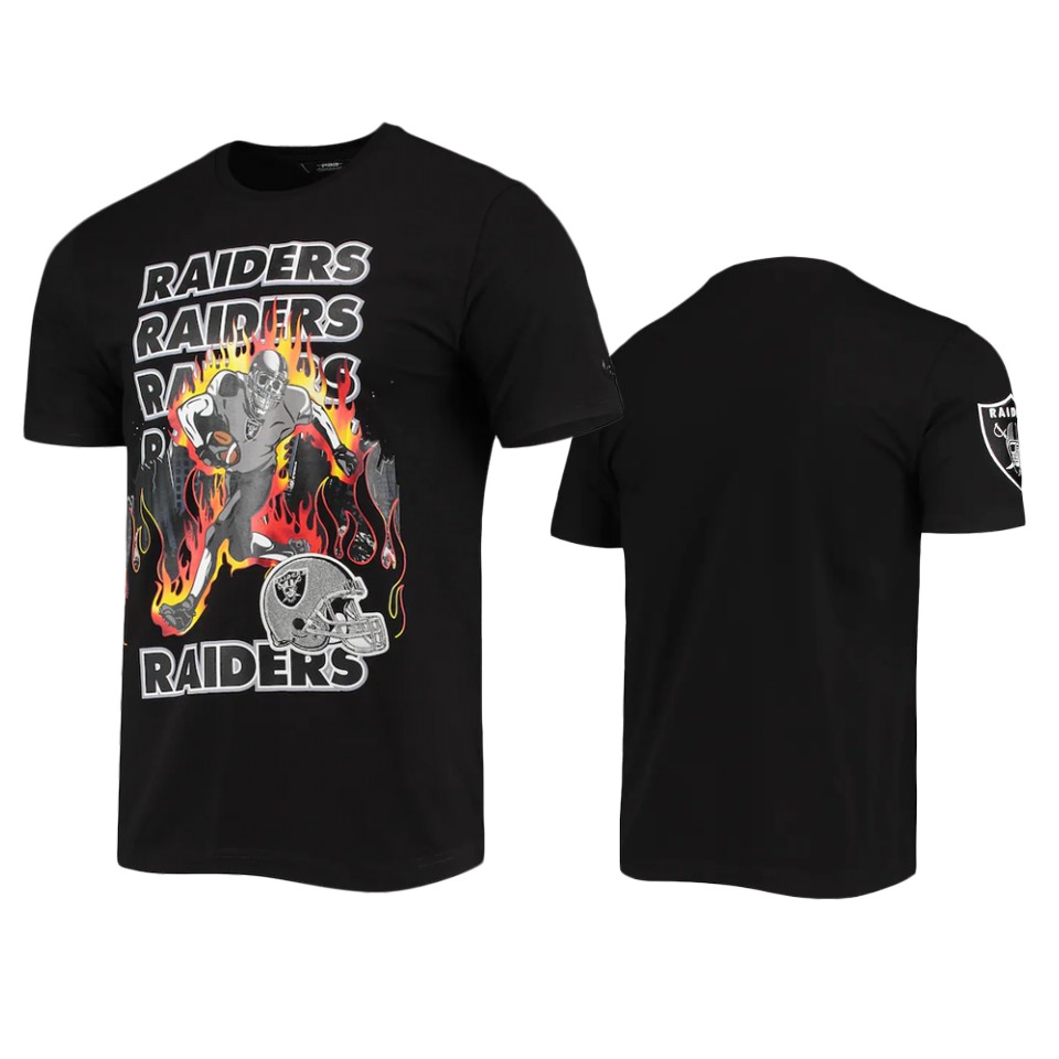 raiders black skeleton pro standard t shirt