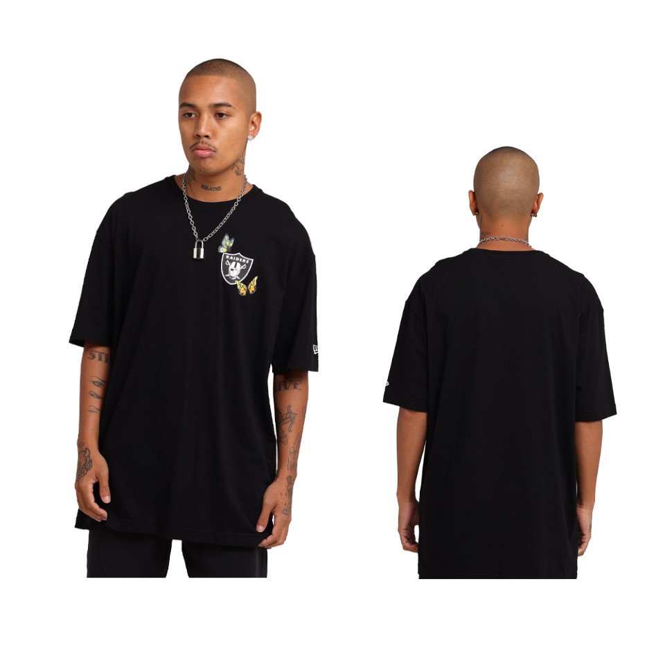 raiders black team logo butterfly graphic t shirt