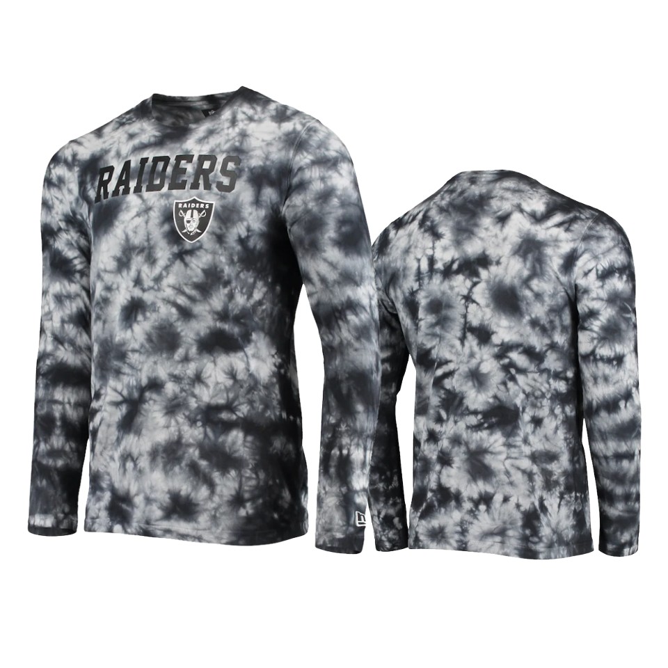 raiders black tie dye long sleeve t shirt