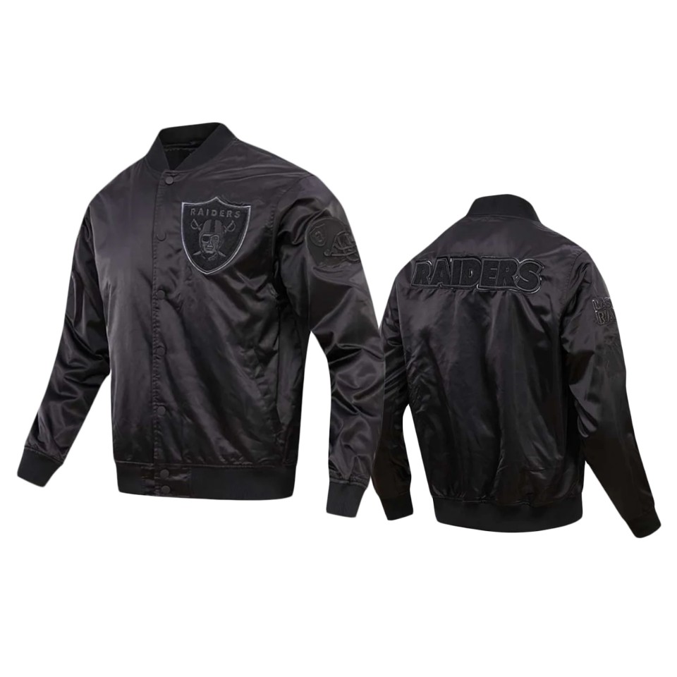 raiders black triple satin varsity jacket