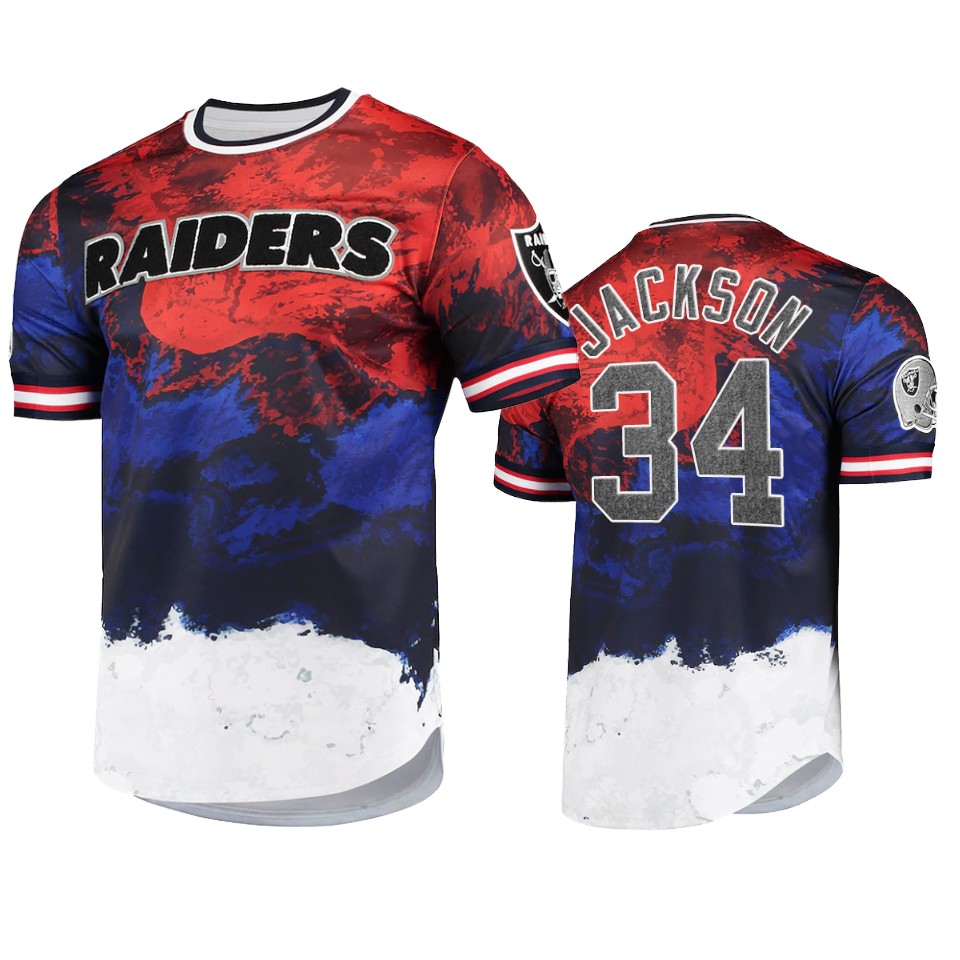 raiders bo jackson navy red americana dip dye t shirt