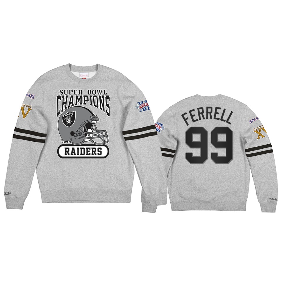 raiders clelin ferrell gray all over champs premium jumper sweatshirt