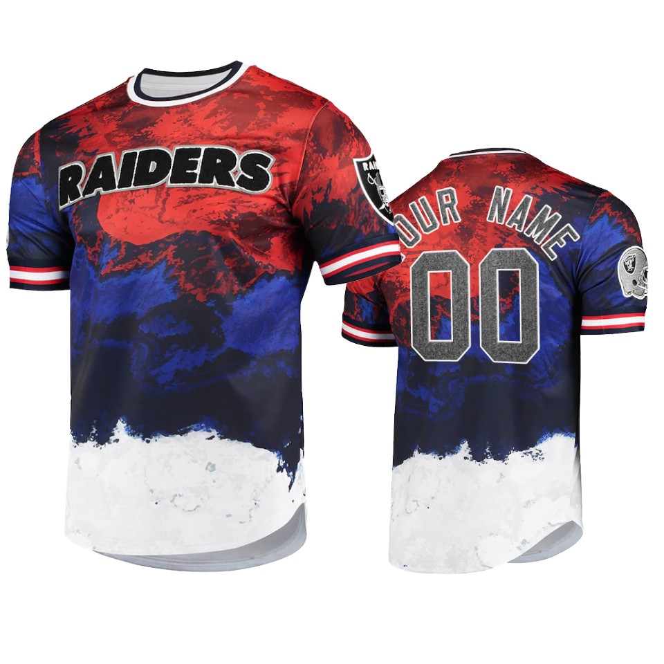 raiders custom navy red americana dip dye t shirt