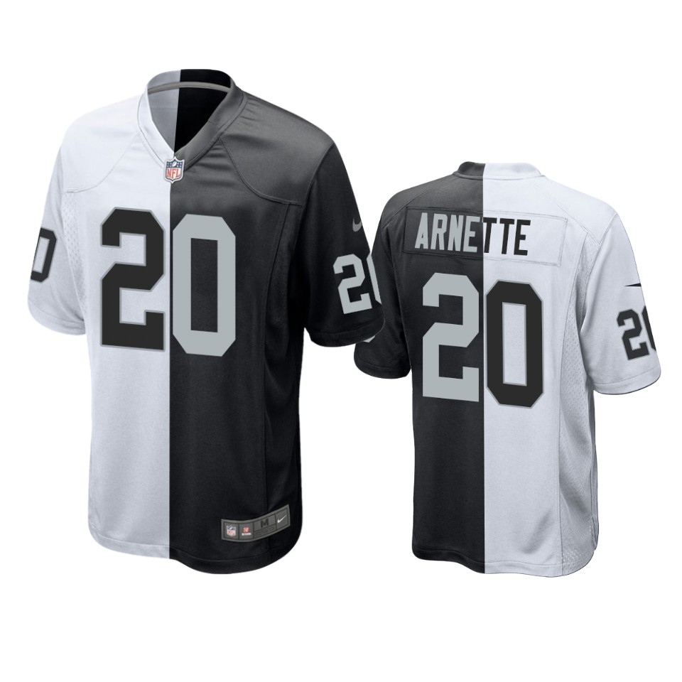 raiders damon arnette black white split two tone jersey