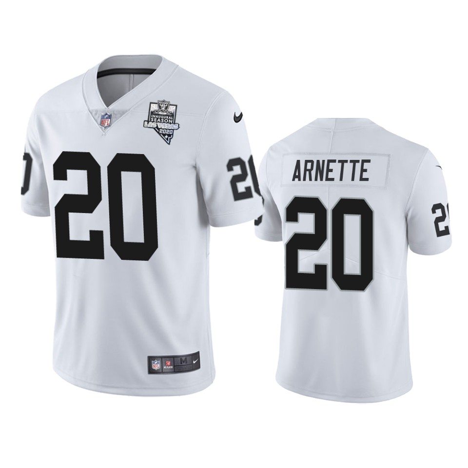 raiders damon arnette white 2020 inaugural season jersey