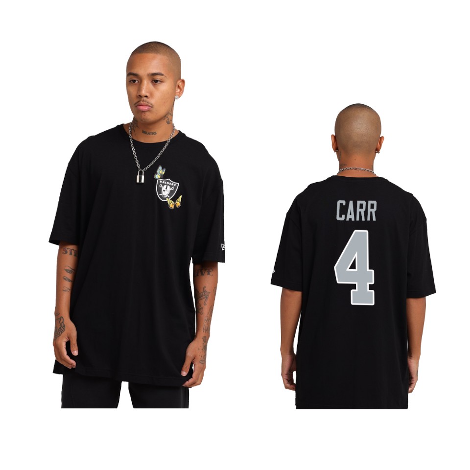 raiders derek carr black team logo butterfly graphic t shirt