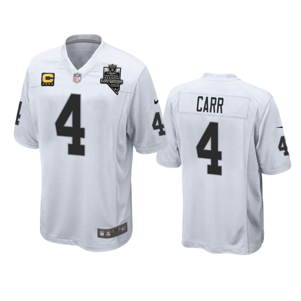 raiders derek carr white vapor limited captain patch jersey