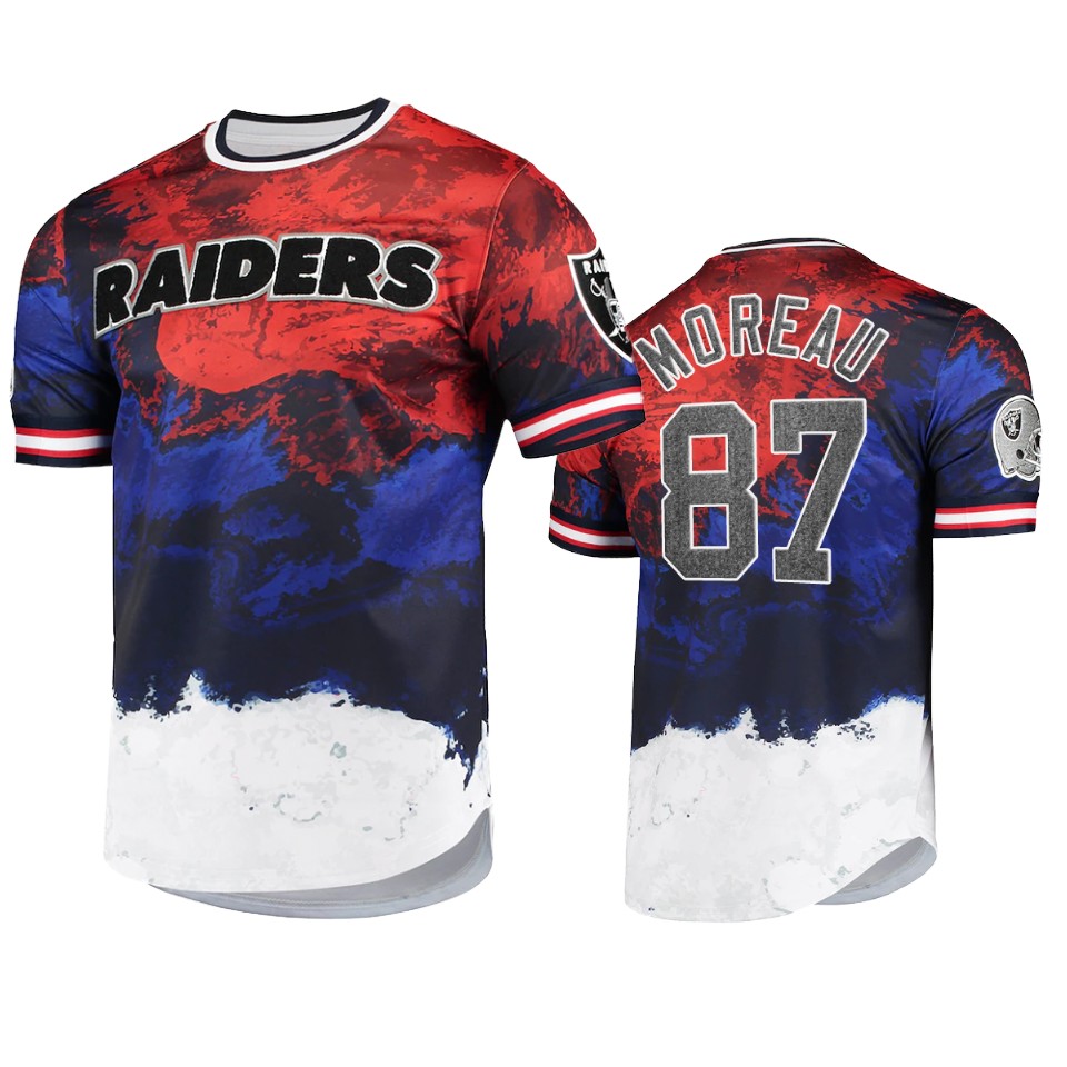 raiders foster moreau navy red americana dip dye t shirt