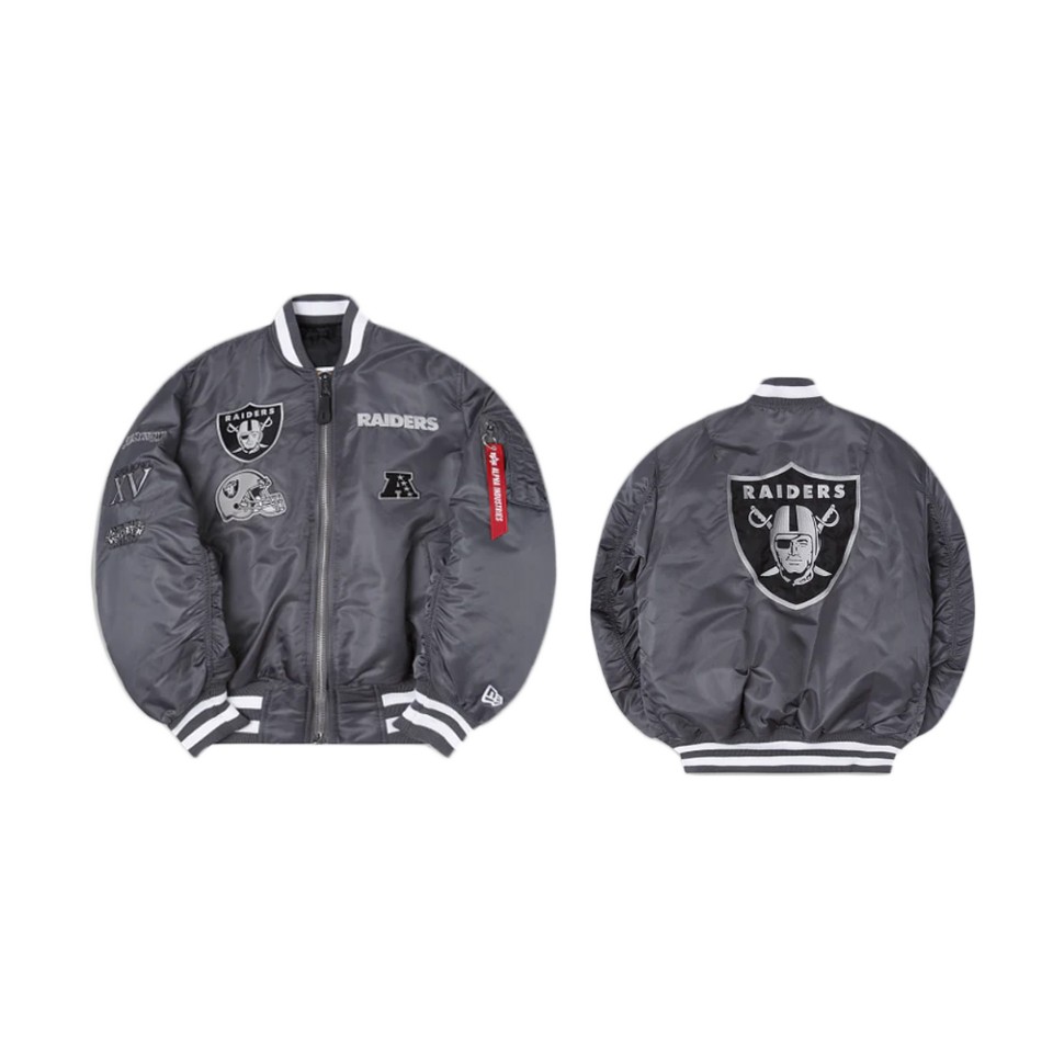 raiders gray alpha industries ma 1 bomber jacket