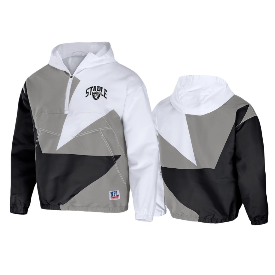 raiders gray staple all over print quarter zip jacket
