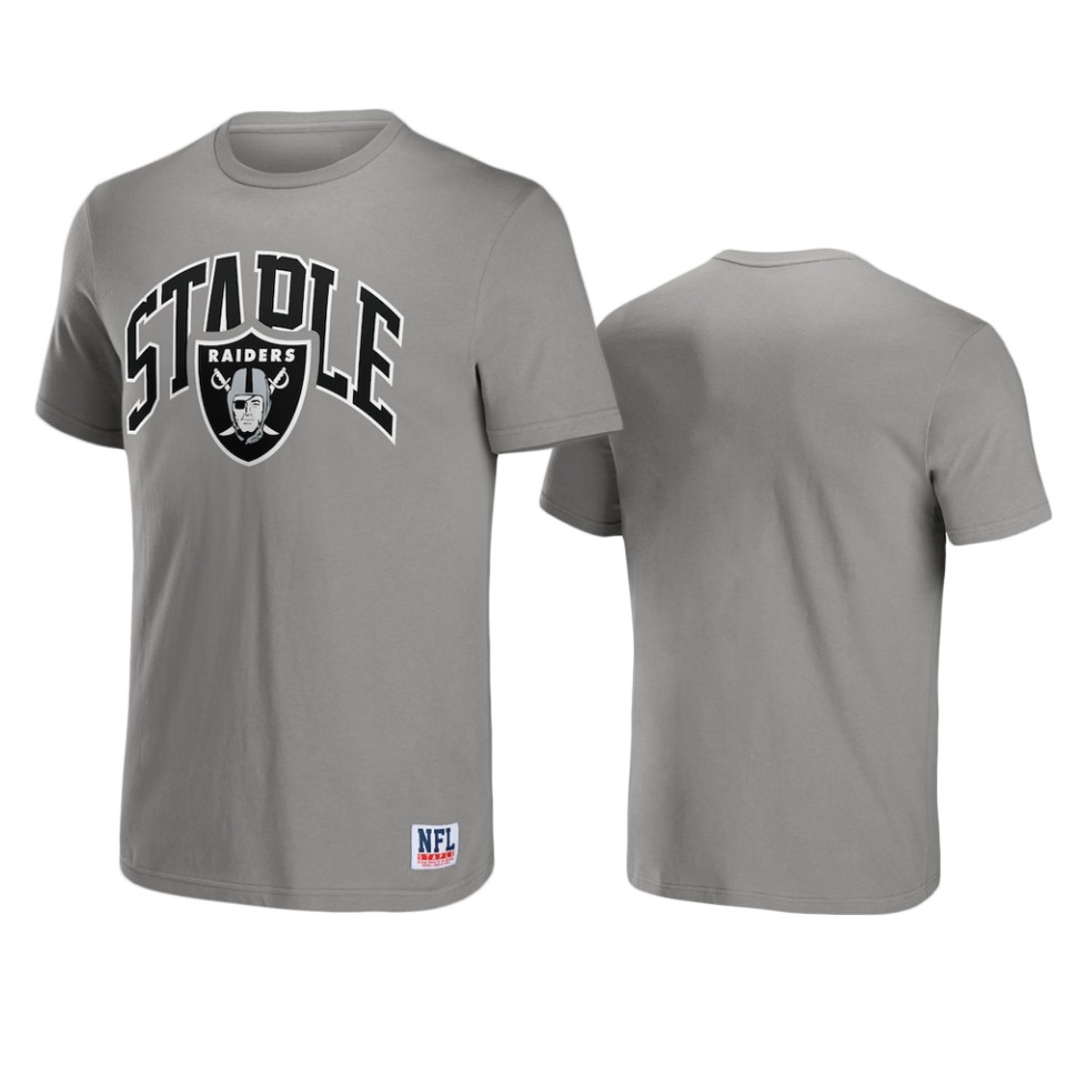 raiders gray staple logo lockup t shirt