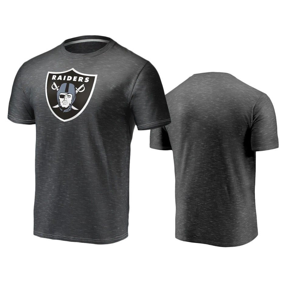 raiders heathered charcoal space dye primary logo t shirt