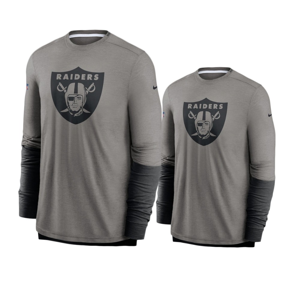 raiders heathered gray black sideline player performance t shirt