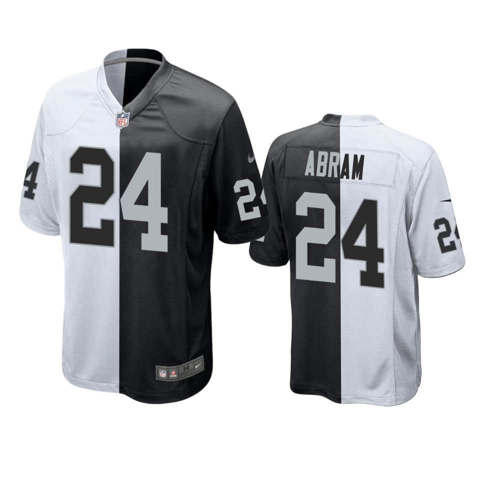 raiders johnathan abram black white split two tone jersey