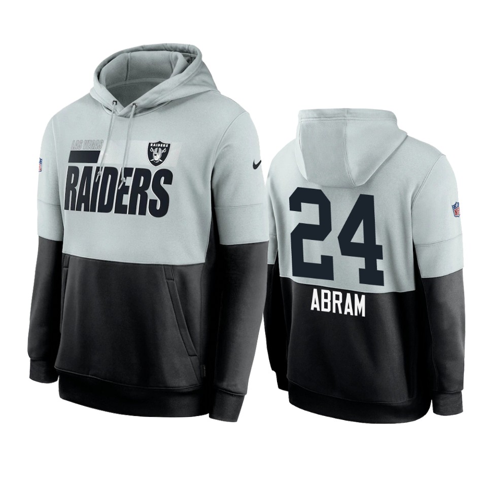 raiders johnathan abram silver black sideline impact lockup hoodie