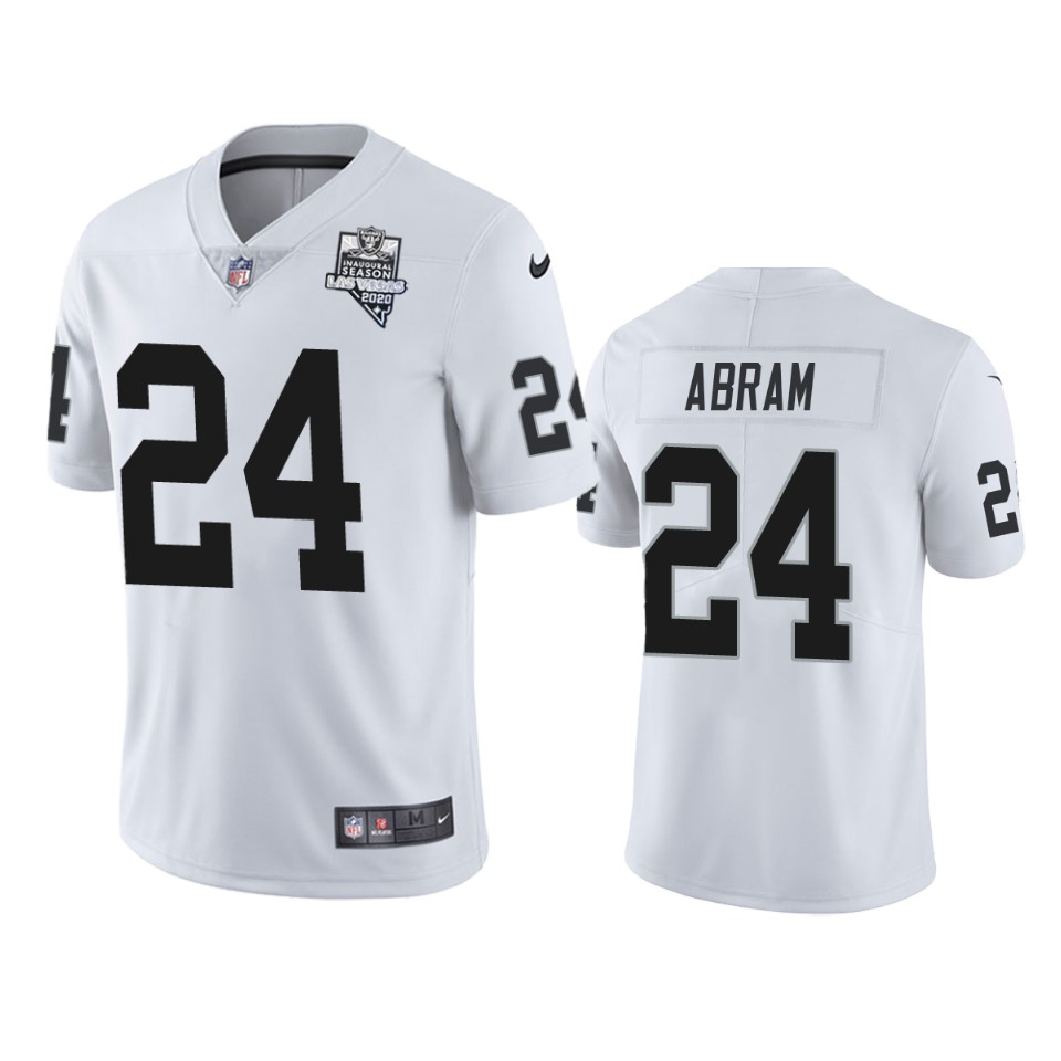 raiders johnathan abram white 2020 inaugural season jersey