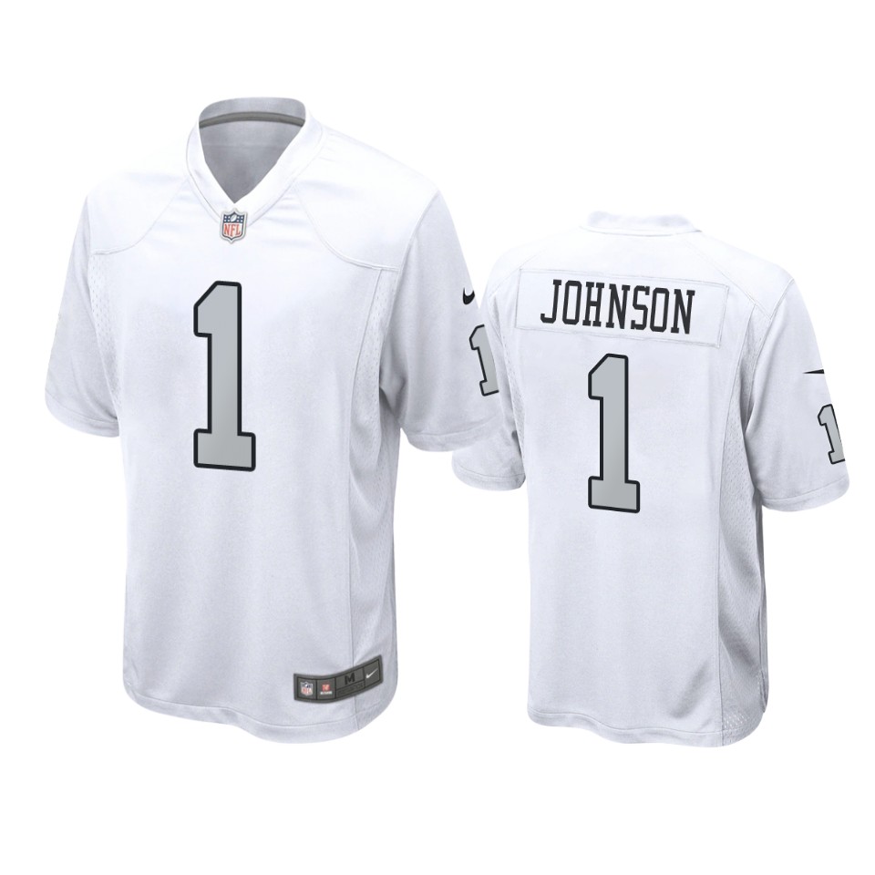 raiders johnson alternate game white jersey
