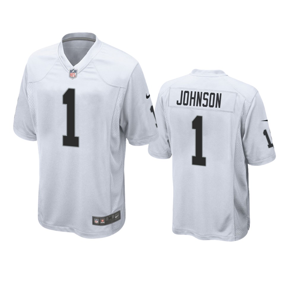 raiders johnson game white jersey
