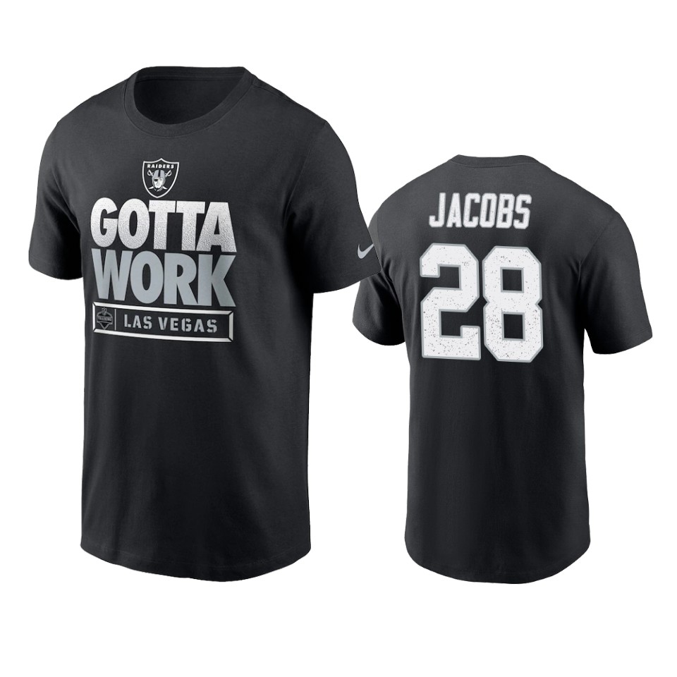 raiders josh jacobs black 2021 nfl training camp gotta work t shirt