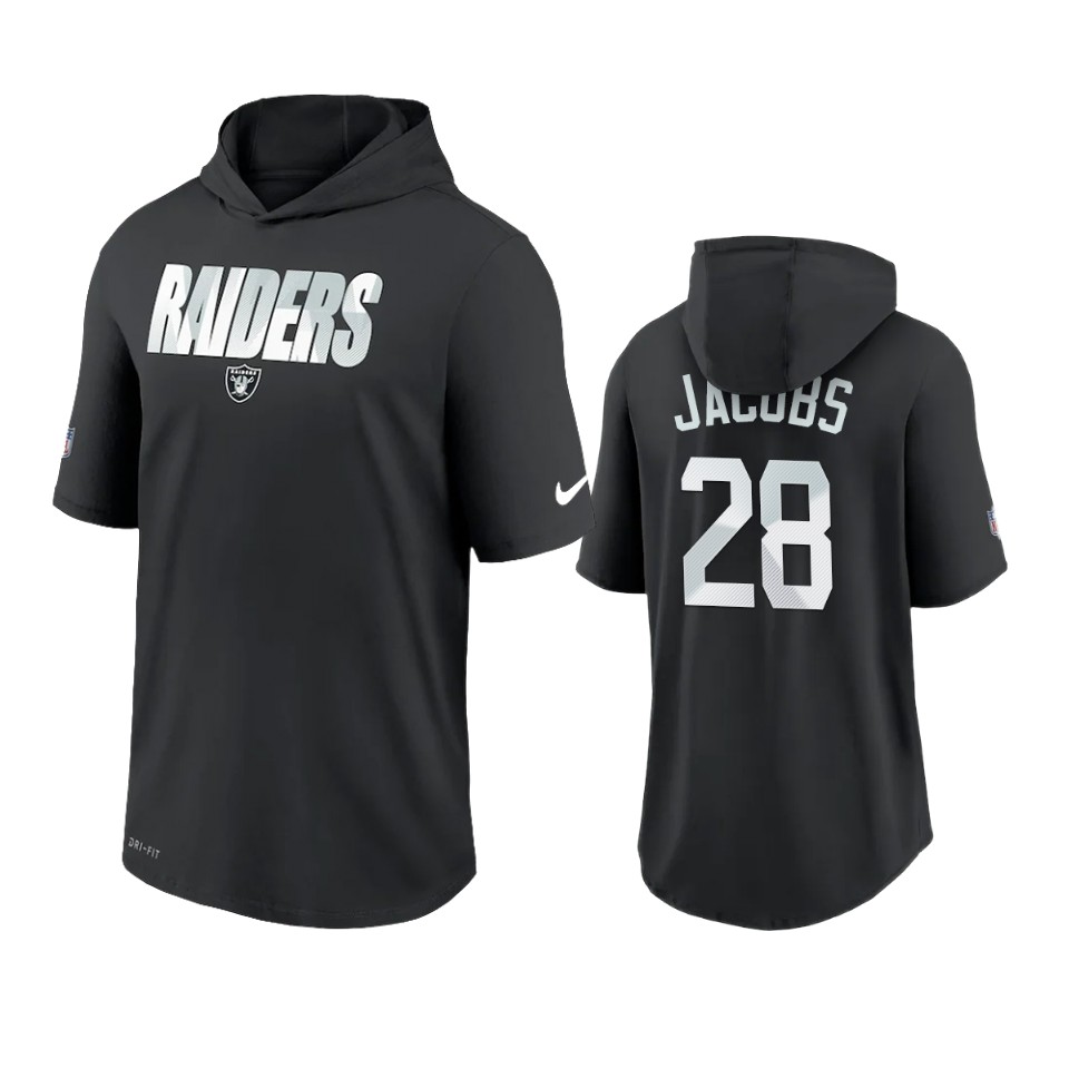 raiders josh jacobs black sideline playbook hoodie t shirt