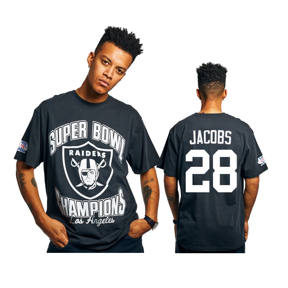 raiders josh jacobs black super bowl champions vintage t shirt