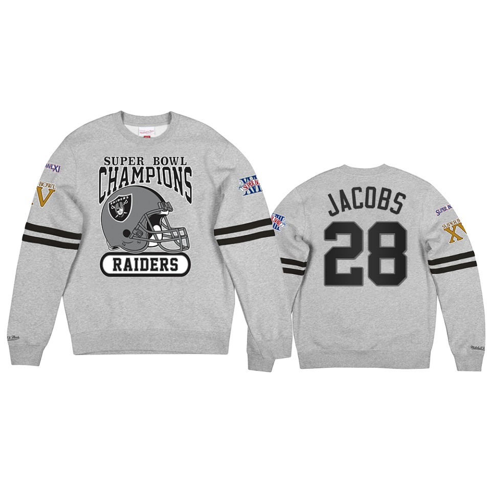 raiders josh jacobs gray all over champs premium jumper sweatshirt