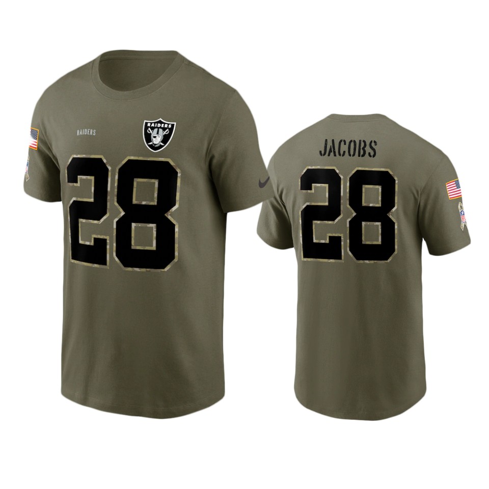 raiders josh jacobs olive 2022 salute to service t shirt