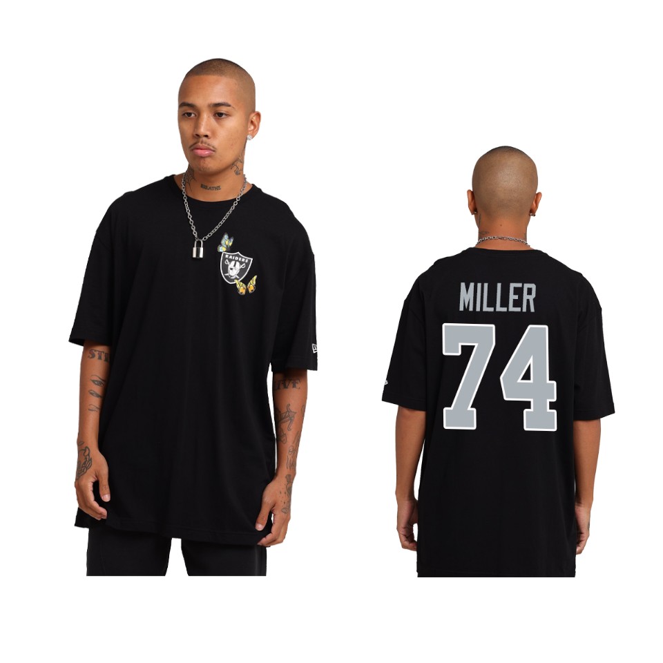 raiders kolton miller black team logo butterfly graphic t shirt