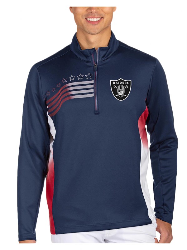 raiders navy red liberty quarter zip pullover jacket