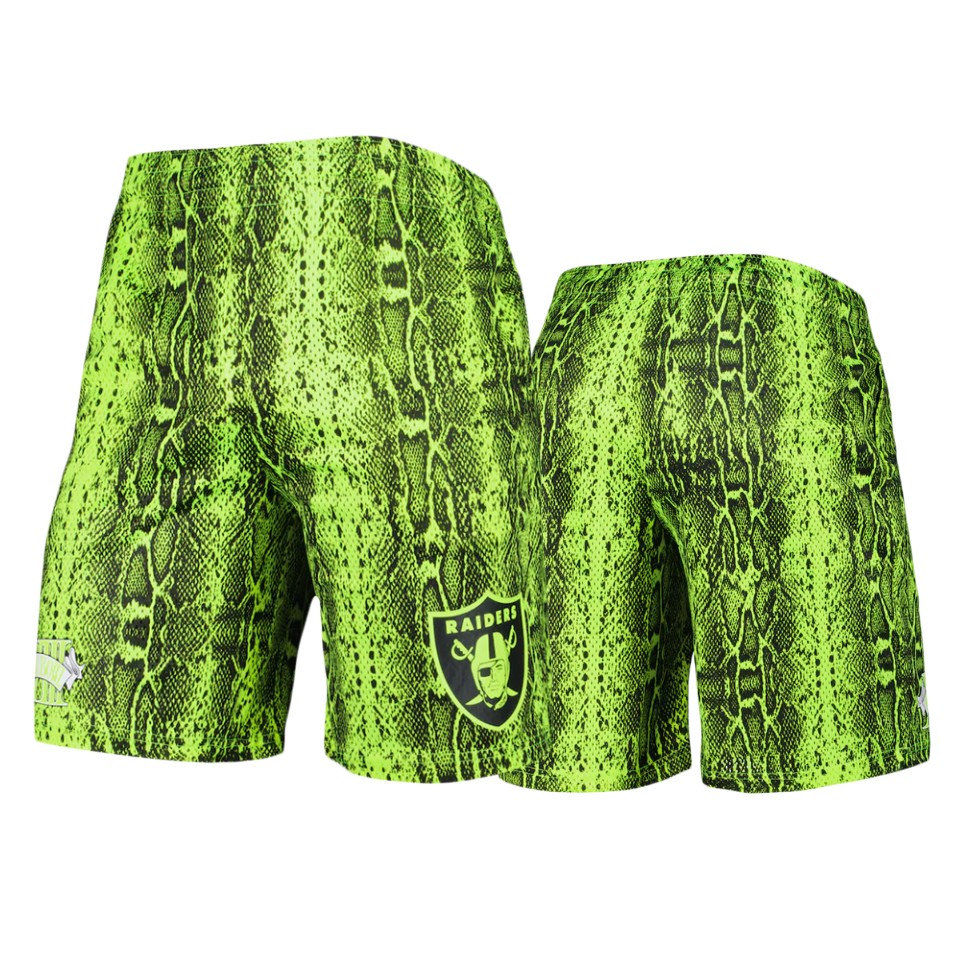 raiders neon green summer pop shorts