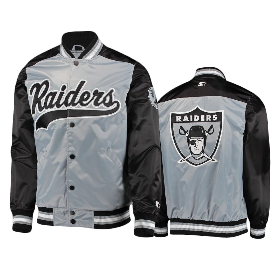 raiders silver tradition ii full snap jacket