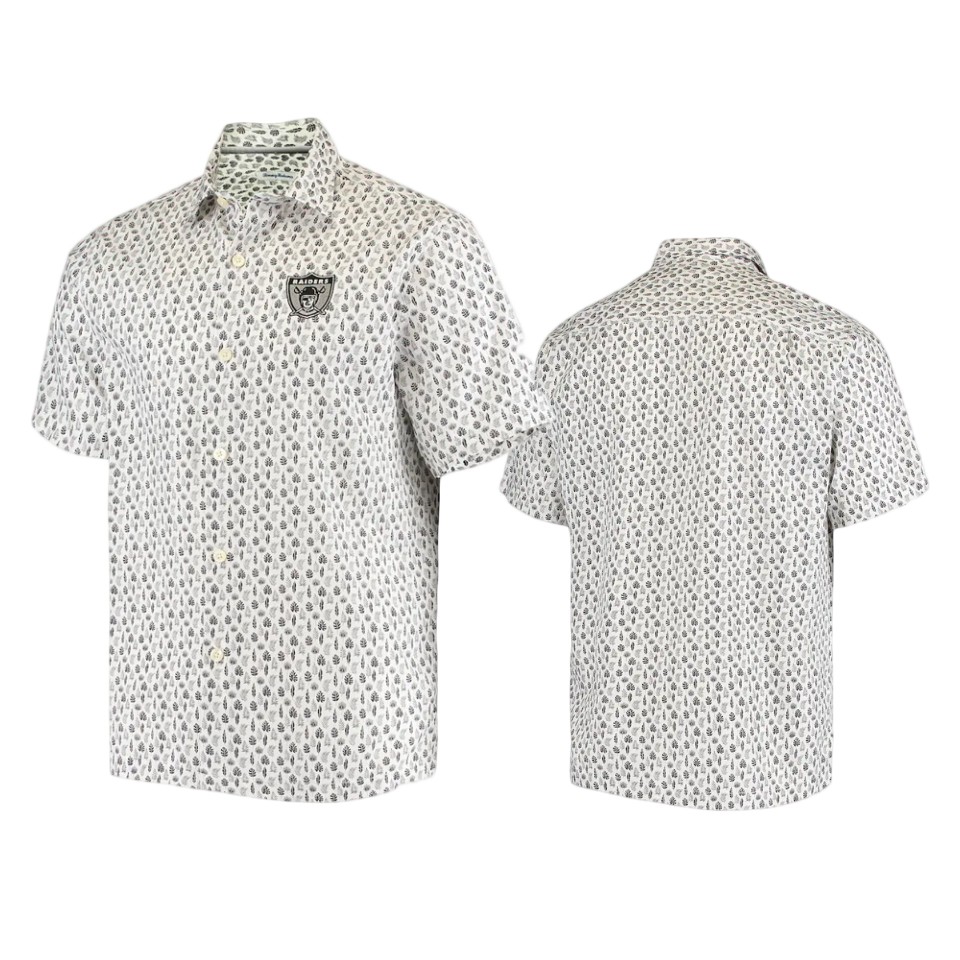 raiders white baja mar woven shirt