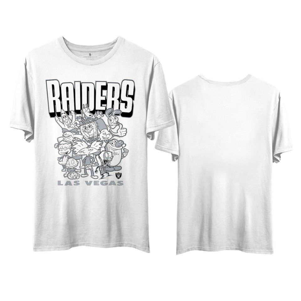 raiders white nfl x nickelodeon cartoon graphic t shirt