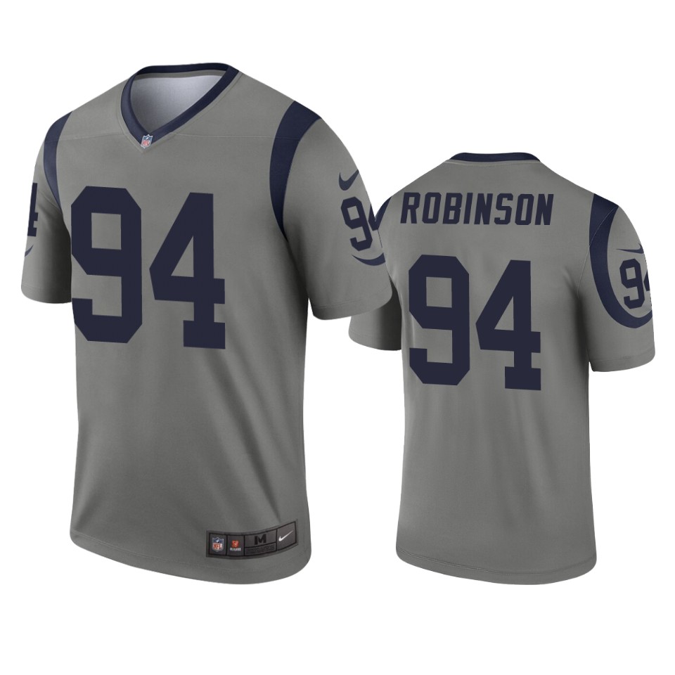 rams a'shawn robinson gray inverted legend jersey