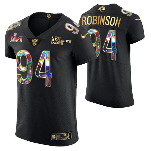 rams-a'shawn-robinson-super-bowl-lvi-champions-jersey-golden-editon-black