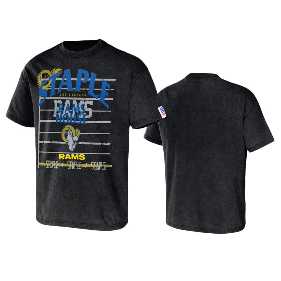 rams black staple throwback vintage wash t shirt