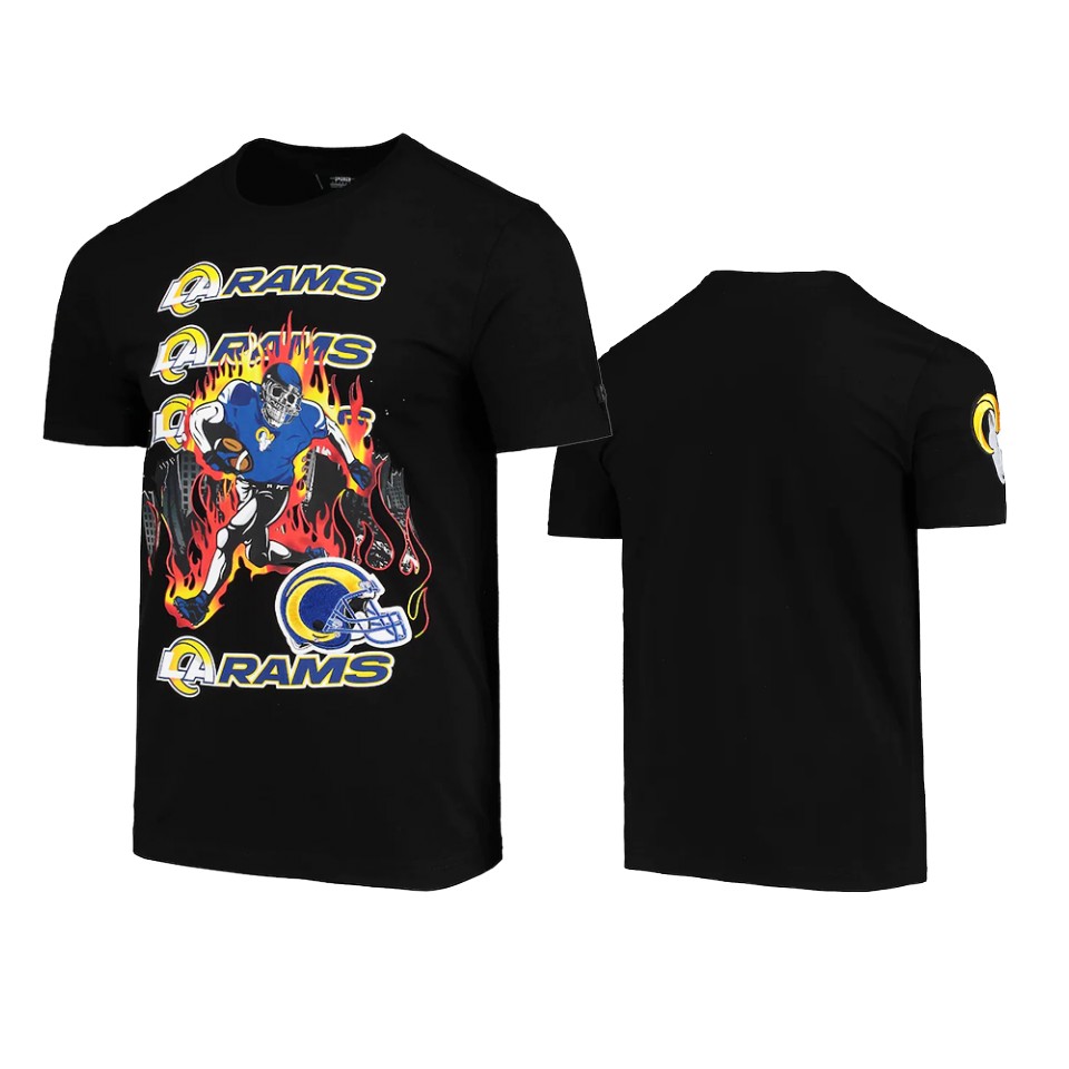rams black team logo skeleton t shirt