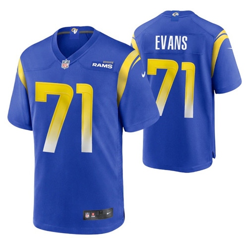 rams-bobby-evans-game-jersey-royal-men's