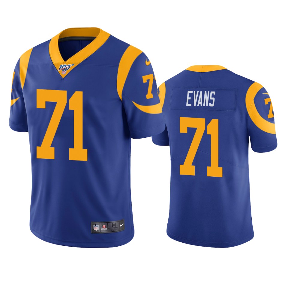 rams bobby evans royal limited 100th season jersey