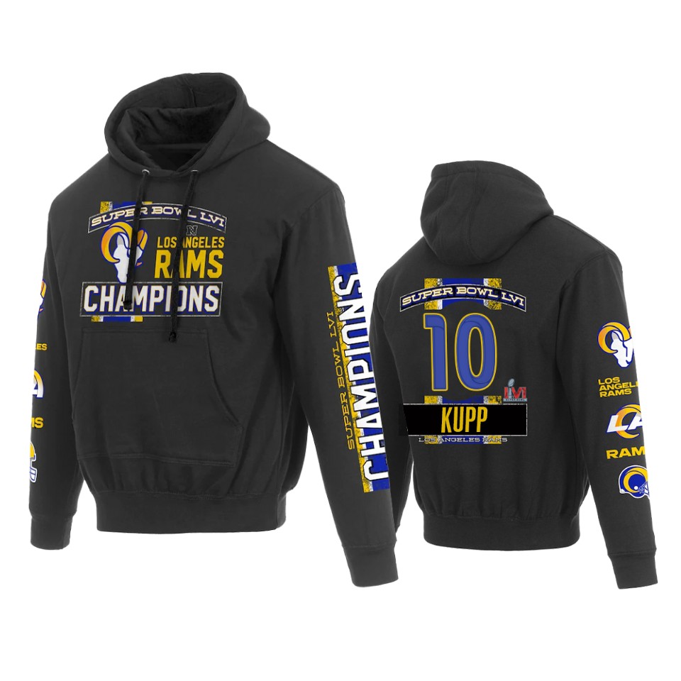 rams cooper kupp black super bowl lvi champions hoodie